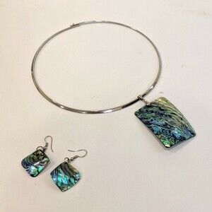NWOT Australian Abalone Shell Pendant Earrings Set